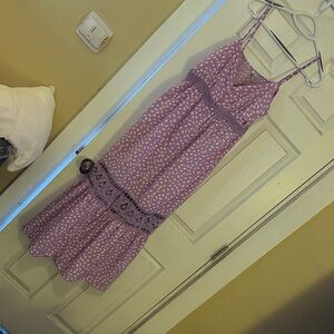 White Birch Purple Floral Midi Dress